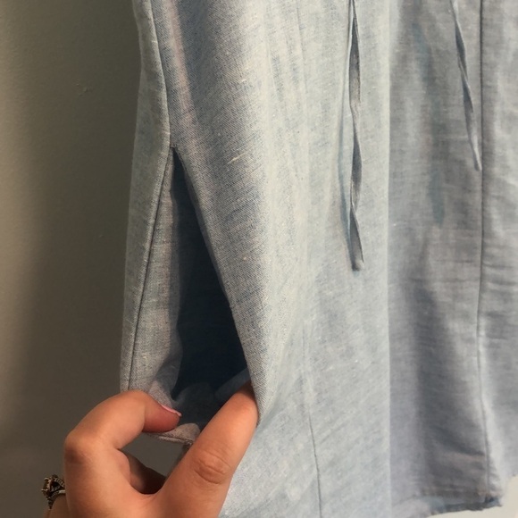 Very J sleeveless dress size medium lace up front, pockets, blue - Picture 5 of 6